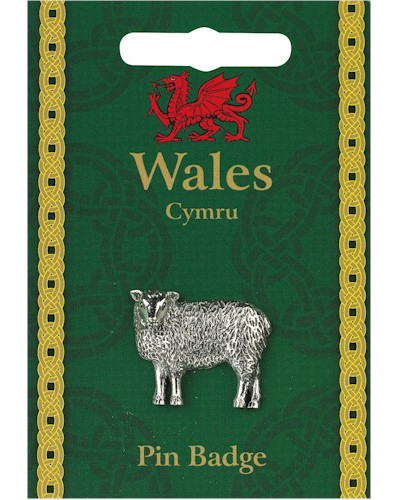 Welsh Sheep Pin Badge - Pewter
