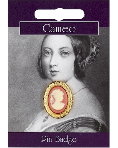 Victorian Cameo Pin Badge - Gold Plated