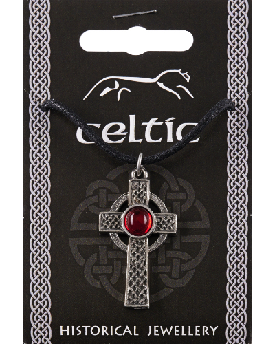 Interlaced Cross Gem Pendant - Pewter