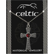 Celtic Gem Cross Pendant - Pewter