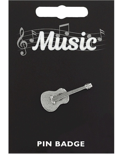 Classical Guitar Pin Badge - Pewter