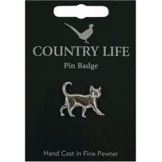 Country Life Cat Pin Badge - Pewter