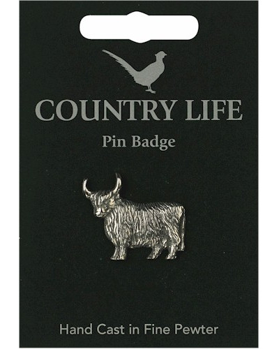 Country Life Highland Cow Pin Badge - Pewter Country Life Highland Cow Pin Badge - Pewter