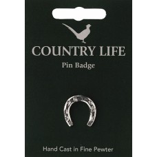 Country Life Horseshoe Pin Badge - Pewter