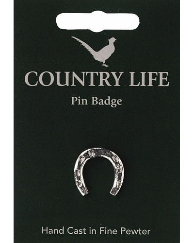 Country Life Horseshoe Pin Badge - Pewter Country Life Horseshoe Pin Badge - Pewter