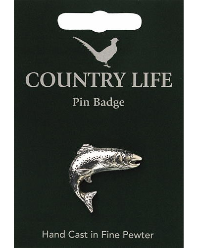 Country Life Salmon Pin Badge - Pewter Country Life Salmon Pin Badge - Pewter