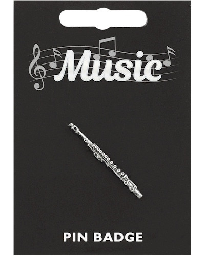 Flute Pin Badge - Pewter