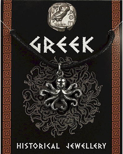 Greek Octopus Pendant - Pewter