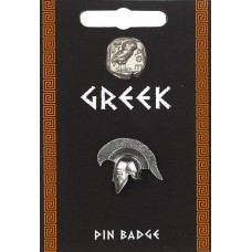 Greek Helmet Pin Badge - Pewter