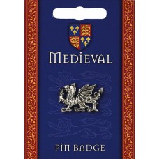 Heraldic Dragon Pin Badge - Pewter