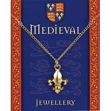 Heraldic Fleur de Lis Pendant on Chain - Gold Plated