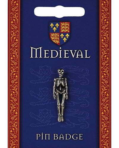 Heraldic Skeleton Pin Badge - Pewter