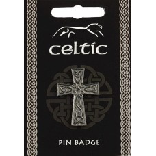 Celtic Interlaced Cross Pin Badge - Pewter