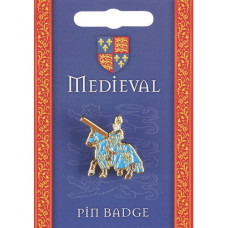 Medieval Jousting Knight Blue Pin Badge