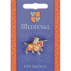 Medieval Jousting Knight Red Pin Badge