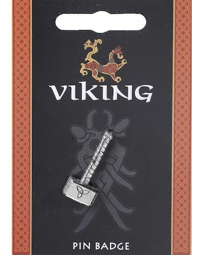 Mjolnir Thors Hammer Pin Badge - Pewter