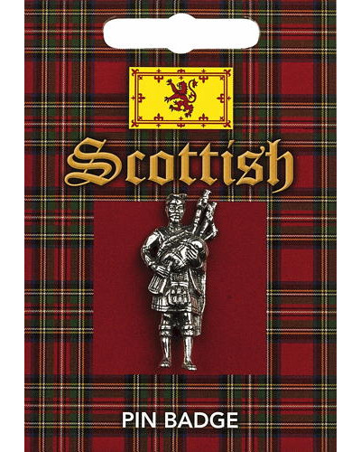 Scottish Piper Pin Badge - Pewter