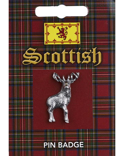 Scottish Whole Stag Pin Badge - Pewter
