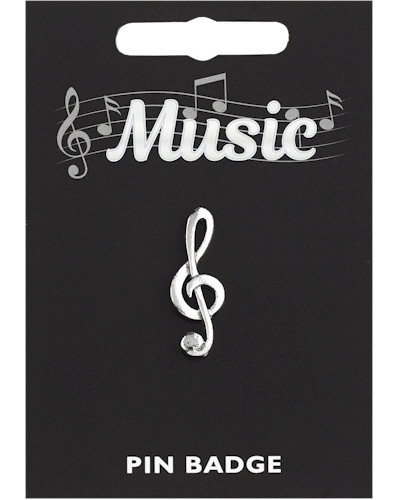 Treble Clef Pin Badge - Pewter