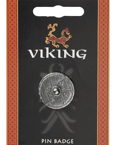 Viking Shield Pin Badge - Pewter