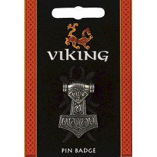 Thors Hammer Pin Badge - Pewter