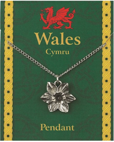 Daffodil Pendant on Chain - Pewter