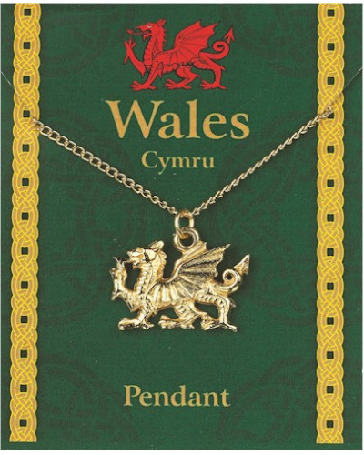 Welsh Dragon Pendant on Chain - Gold Plated
